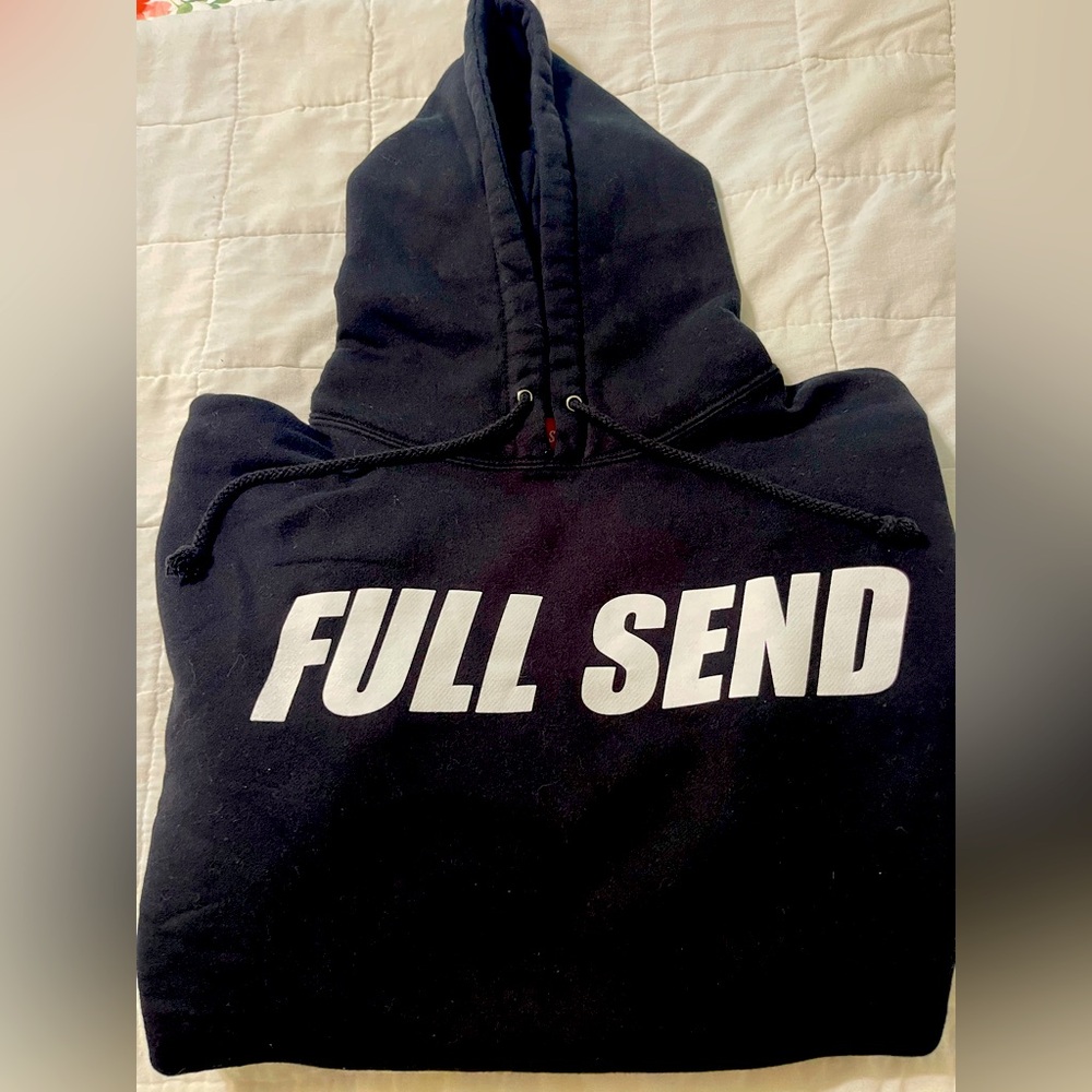 Authentic Nelk FULL SEND Hoodie Mens 
Size XL. Black White RARE Spellout. Logo